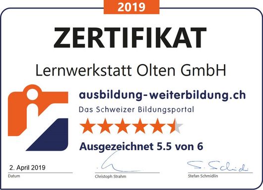 Zertifikat: Lernwerkstatt Olten GmbH